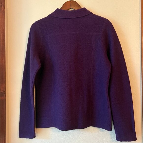 Croft&Barrow 100% Wool Plum Purple Full Zip Sweater Jacket Front Pockets Size S - Picture 5 of 10